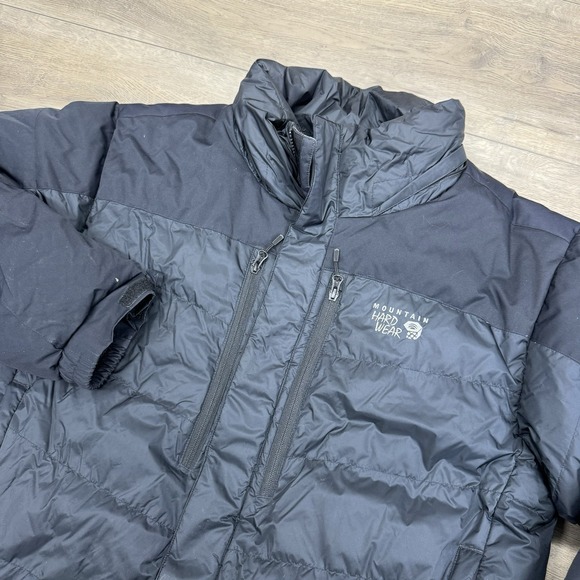 Mountain Hardwear Heavyweight Down Coat Men's Sz XL Black Missing Hood Gorp Hike